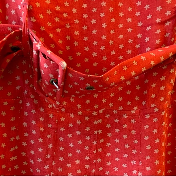 Free People Raquel Belted Mini Dress Red Floral Pleated Sleeveless 6 fits Xs s - Picture 3 of 6